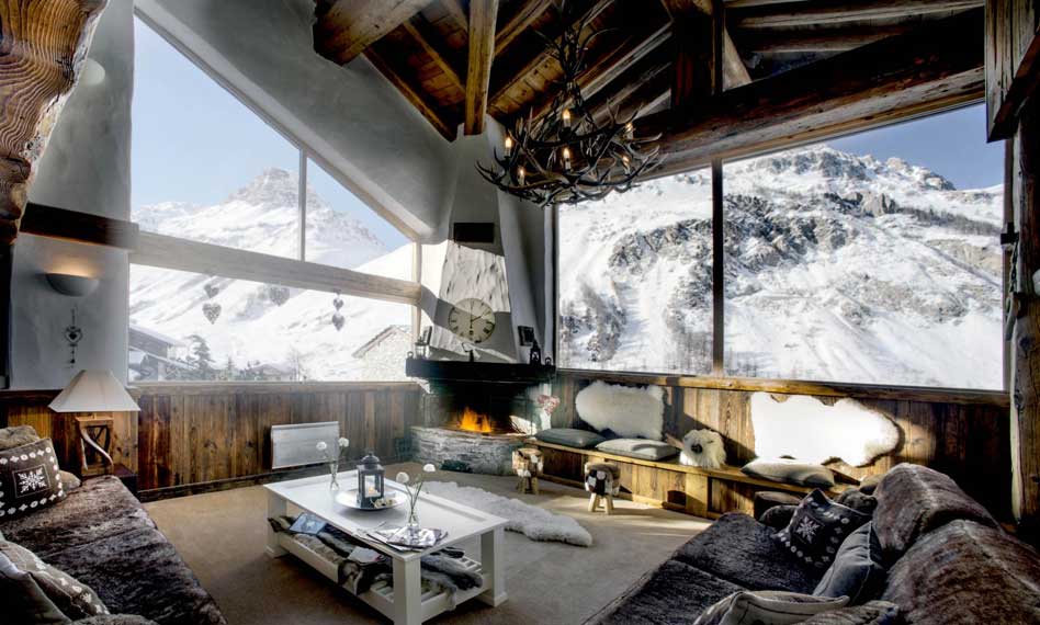 View to the mountains from luxury chalet in Val