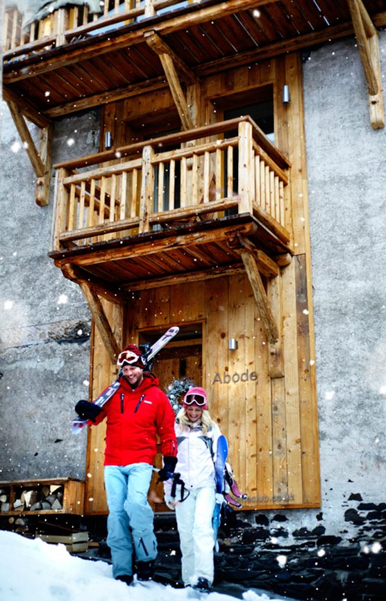 Rustic ski chalet doorway