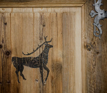 Door detail wood ski chalet
