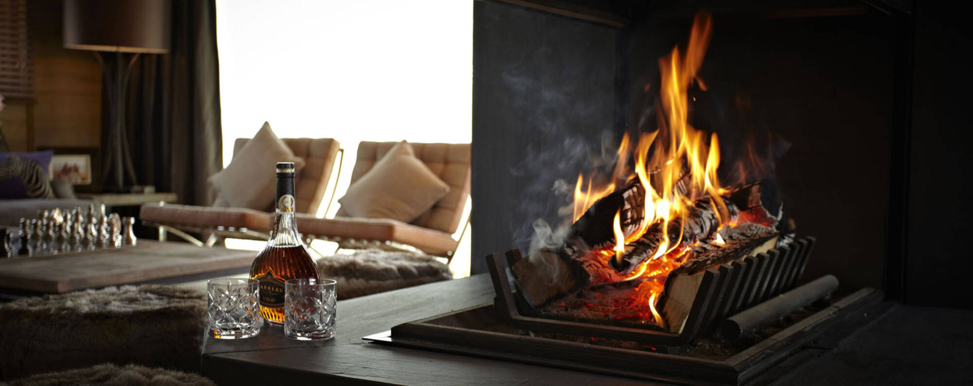 Fireplace in a luxury chalet