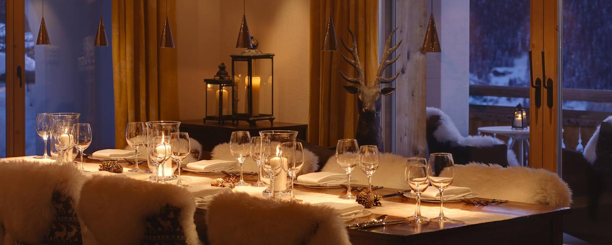 Dining table at Le Chardon - large luxury chalet